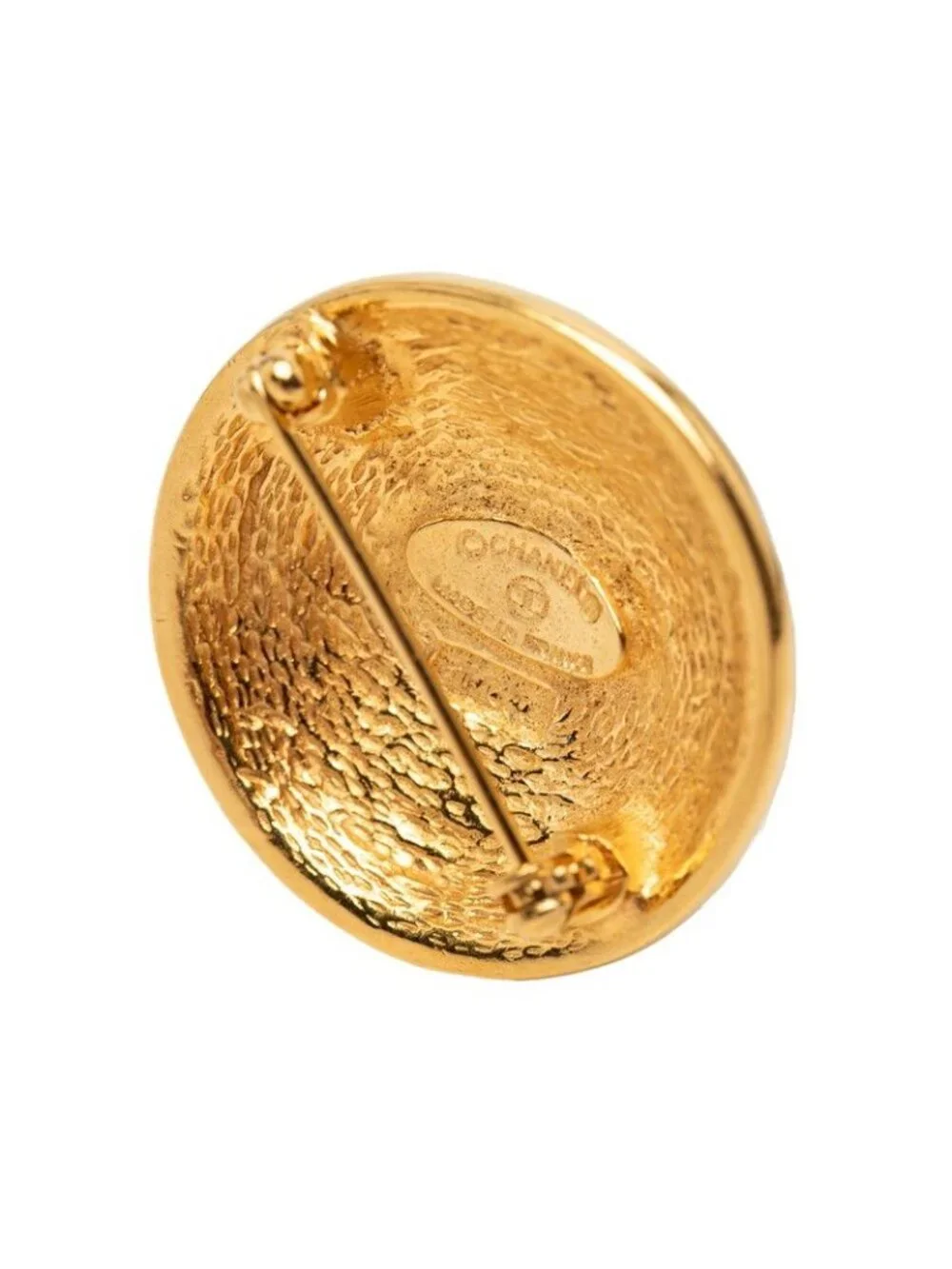 Chanel CC Logo Quilted Brooch Gold Plated